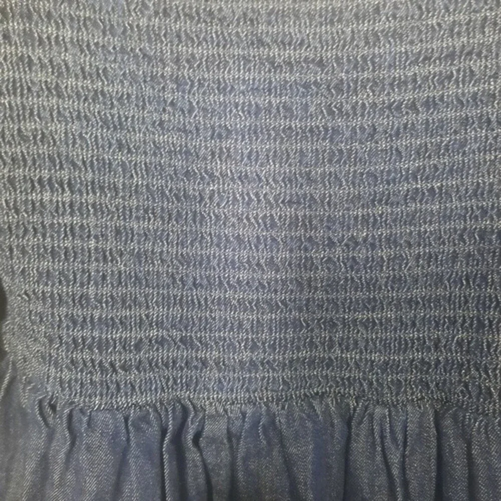 J. Crew Smocked Puff Sleeve Chambray Dress Birch Wash Size Medium
